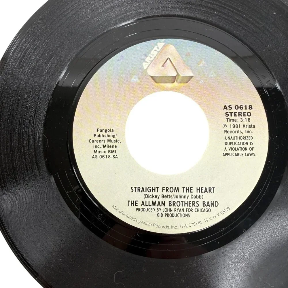 The Allman Brothers Band 45 RPM Vinyl Straight From The Heart Picture Sleeve 7” - Picture 7 of 7